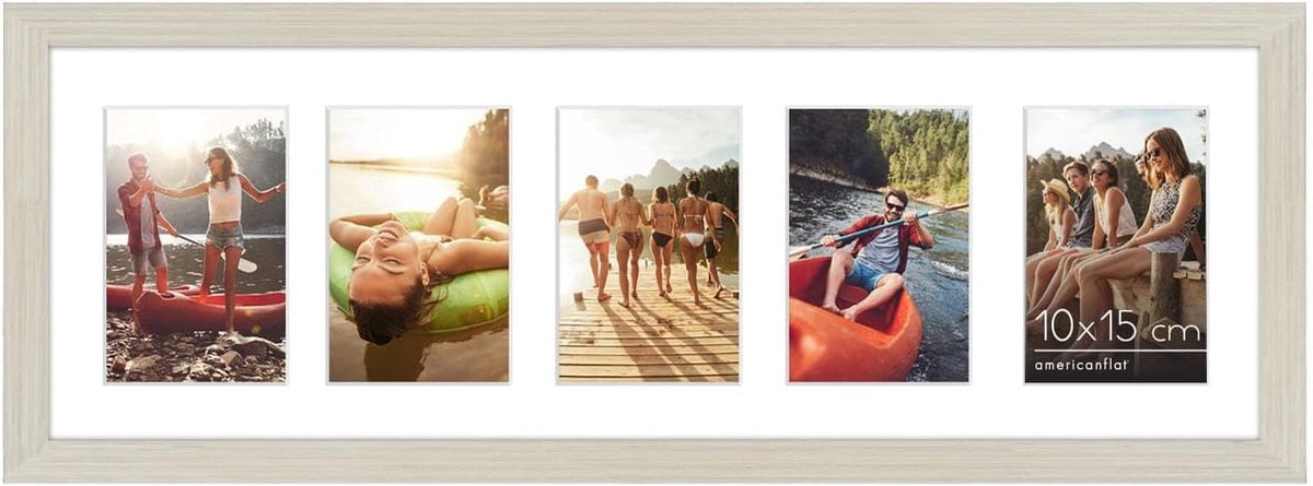 Collagelijst Hout Fotolijst Set Licht hout 20x61 cm met breukbestendig glas