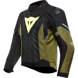 Dainese Super Sprint D-Dry S26, Textiljacke wasserdicht - Schwarz/Dunkelgrün/Neon-Gelb - 60