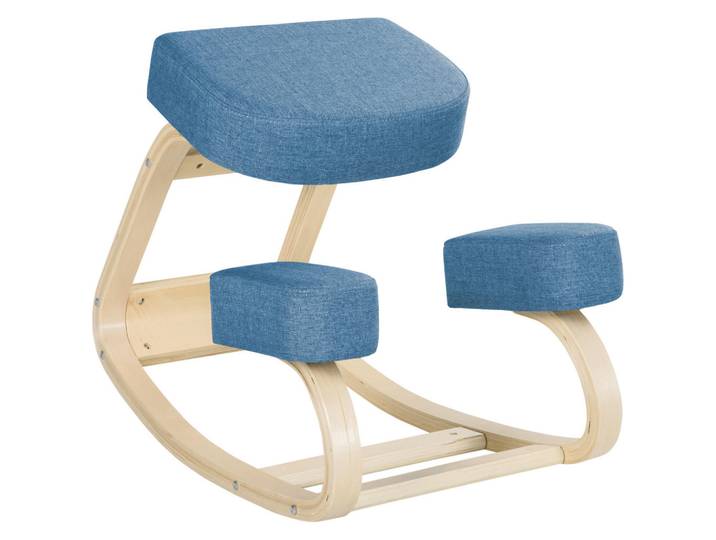 Vinsetto Kniestuhl Birke Polyester Blau, Holz, 51x58x69 cm, Büromöbel, Bürostühle, Bürohocker