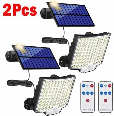 Uplifted Finds 106 LED Solar Motion Sensor Floodlight With Remote Control 2 Pcs With Remote