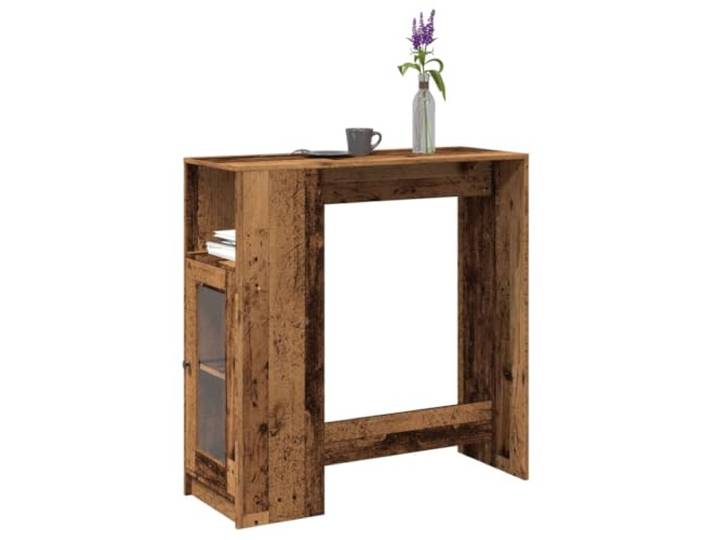 HEFZGDB Bartisch mit Regal Altholz-Optik 101x40x103,5 cm Holzwerkstoff mit 3 Fächern für Stauraum, robuster Hochtisch für Küche Wohnzimmer Essbereich, pflegeleicht und vielseitig
