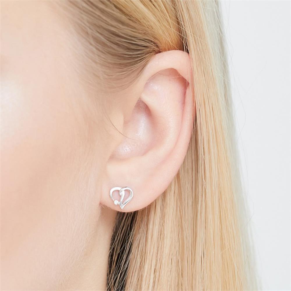 Unique Ohrringe 585er Weißgold 2 Diamanten 0,0146 ct. silber