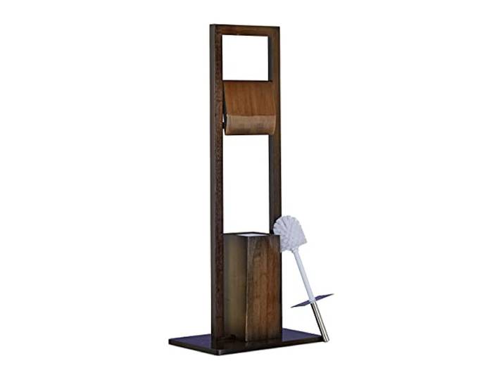 Relaxdays Ensemble Porte Papier Toilettes Porte Brosse WC sur Pied Distributeur de Papier SDB Bambou 82x36x21cm\, Marron