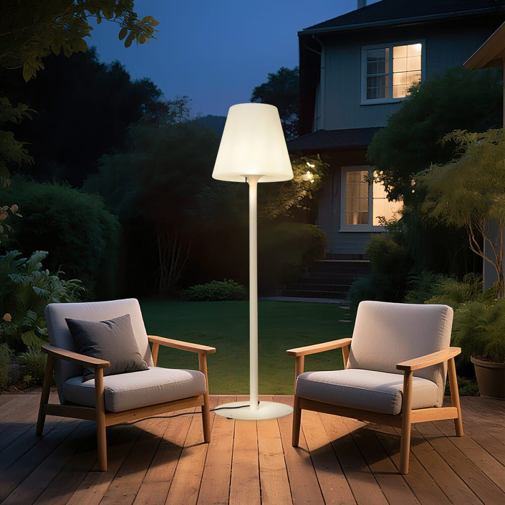QAZQA Lampadaire ext. Moderne beige abat-jour blanc ip44 Beige 50x187x50cm