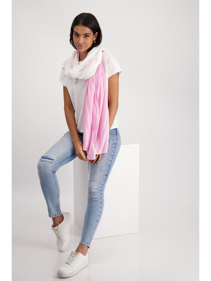 monari Schal in Rosa/ Weiß - onesize