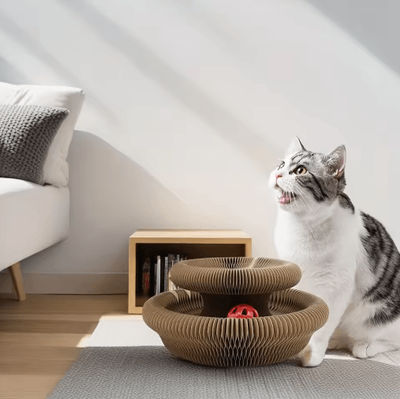 Inspire Picks Twistable Cardboard Cat Scratcher Tunnel Interactive Play & Scratch Toy For Indoor Cats wood Color Upgrade