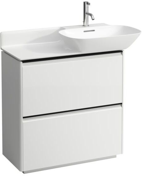LAUFEN BASE für INO Waschtischunterschrank H4030041109991 77x77cm, 2 Schubladen, Griffleiste Aluminium schwarz, Multicolor
