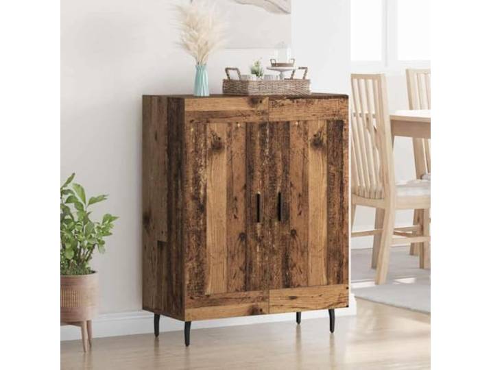 HEFZGDB Klassisches Sideboard mit zeitlosem Design in Altholz-Optik aus Holzwerkstoff und Eisen mit viel Stauraum und Organisationsmöglichkeiten zur Aufbewahrung und Präsentation von Deko