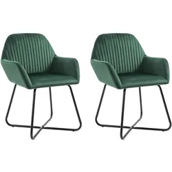 Décoshop26 - Set aus 2 modernen grünen Samt-Esszimmer-/Küchenstühlen CDS021136