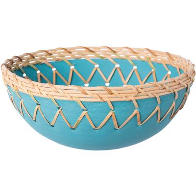 Dekoschale CREATIV HOME "Schale mit Sisalverzierung", blau (aqua), Ø:20cm, Metall, Dekoschalen