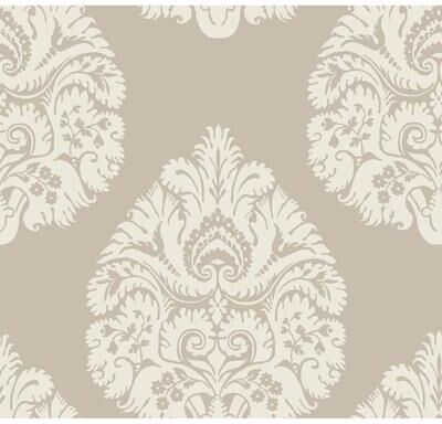 Ronald Redding Teardrop Damask Beige Wallpaper