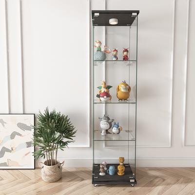 Kodotan sofa Modern Glass Display Cabinet with LED lights, Quick-assembly Antique Cabinet, Tempered Glass Bookshelf