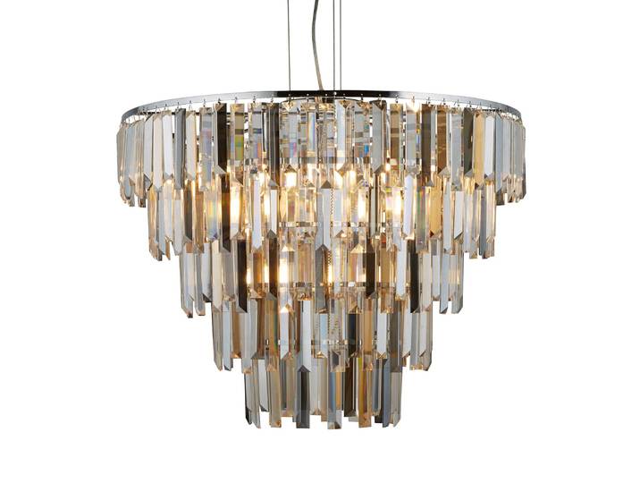 Searchlight Kristall Hängeleuchte Clarissa, dimmbar, für Wohn- / Esszimmer, Kristall