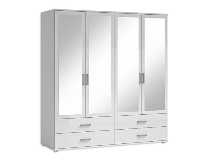 IVAR Kleiderschrank Schrank mit Spiegeln Schubladen Weiß Drehtürenschrank