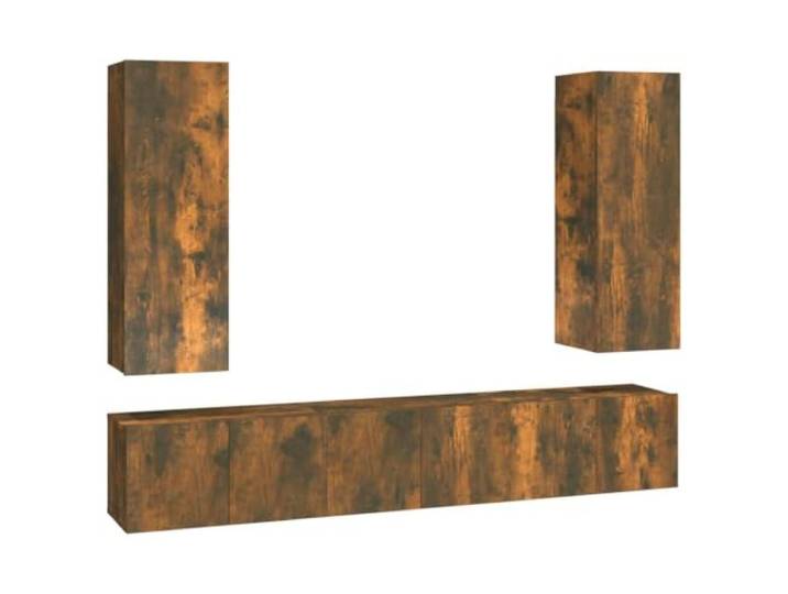 KGFHERENB 5-tlg. TV-Schrank-Set Hängend Räuchereiche Holzwerkstoff Schwebendes Lowboard Ensemble für Wohnzimmer und Schlafzimmer mit variabler Wandmontage und praktischer Aufteilung.