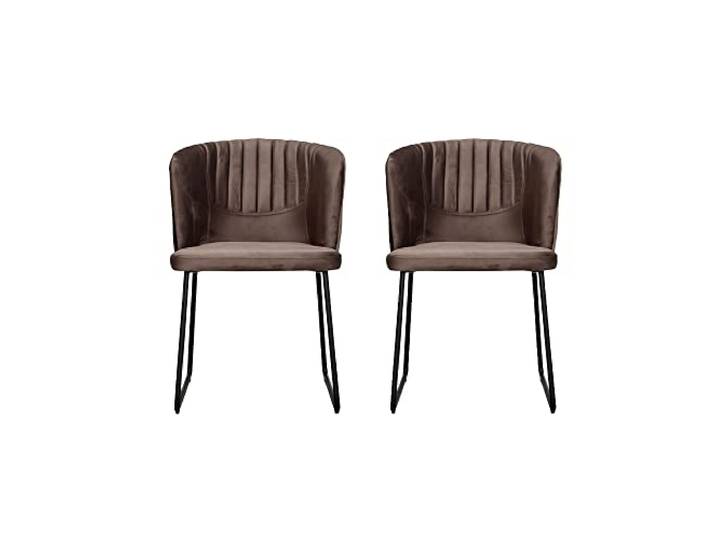 Soof&Tess – 2er-Set – Siena Esszimmerstuhl – Braun – Samt – Industriell – Mit Armlehne – Leicht zu reinigende Stoffe – Hohe Qualität