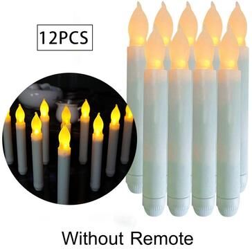 Uplift Treasures 12 Piece Flameless LED Taper Candles Battery Operated For Home And Event Decor without Remote