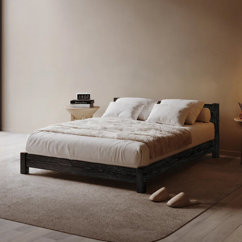 Ebern Designs Hardie Solid Wood Bed Black Wash Single (3')