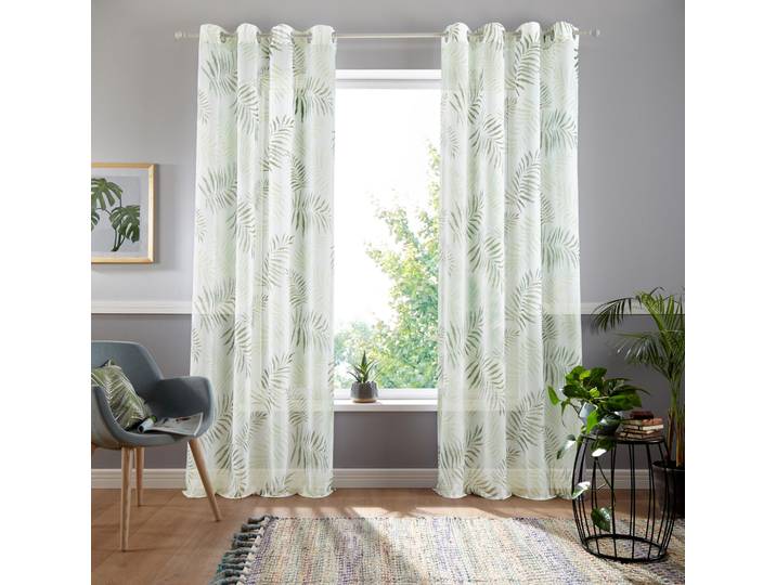 Gardine GOODPRODUCT Paula Gr. 3, grün, B:140cm H:225cm, Voile, Polyester, Gardinen, Gardine, Halbtransparent, Voile, Polyester