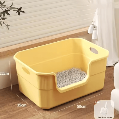 Inspire Curations Extra Large Anti Splash Cat Litter Box With High Sides yellow 50cm