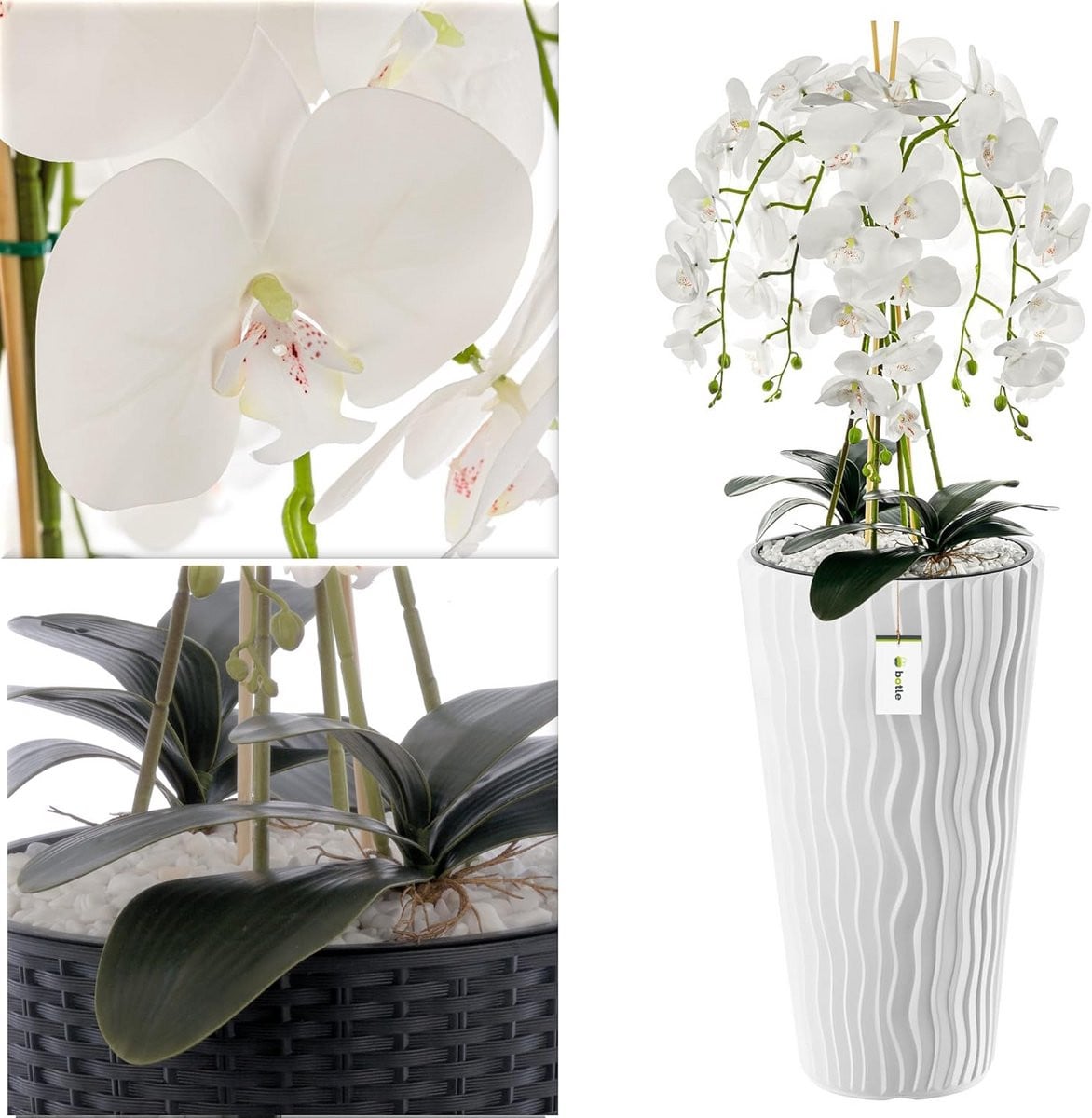 Kunstorchidee Boeket Wit - Realistische Kunstplant voor Decoratie - Hoogte: 115 cm