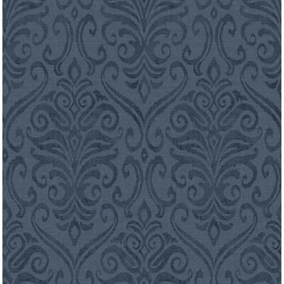 Chesapeake Adavu Blue Damask Wallpaper