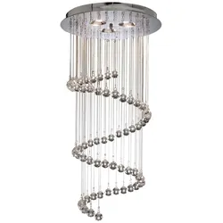Glas Hänge Leuchte Kristall Kugeln Pendel Decken Strahler Lampe chrom Wohn Ess Zimmer Beleuchtung