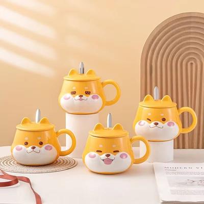 Inspired Finds Happy Shiba Ceramic Mug With Lid Cute Dog Coffee & Breakfast Cup happy