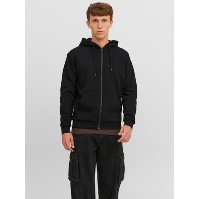 Kapuzensweatjacke JACK & JONES "JJEBRADLEY mit Kapuze, ideal für kalte Jahreszeit", Herren, Gr. XXL, schwarz, angeraute Sweatware, Obermaterial: 61% Polyester, 39% Baumwolle, unifarben, relaxed fit normal, ohne Ausschnitt, Rippbündchen, Sweatjacken,...