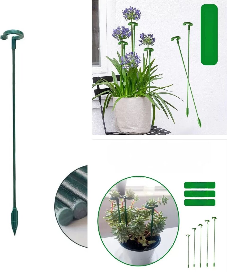 INF Lot de 10 tuteurs pour plantes - Support de plantes grimpantes en plastique vert pour plantes en pot L