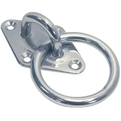 Mastplatte Raute mit Ring, A2, 80x50mm, Bügel 8mm, Ring 8x45mm