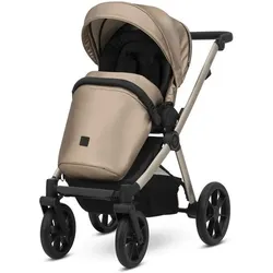 Kunert, Kinderwagen, BRAV 2in1 Öko-Leder Kinderwagen in Braun mit Champagner Rahmen und Gelrädern