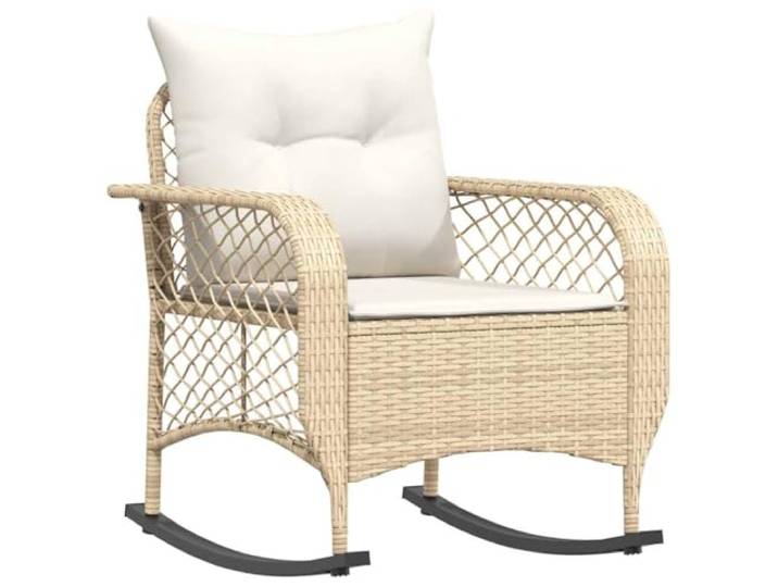 vidaXL Garten-Schaukelstuhl mit Kissen Beige Poly Rattan