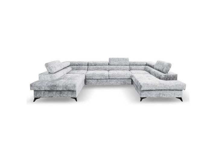 Beautysofa Wohnlandschaft Sorento U mit Schlaffunktion silber, Silberfarben, Metall, U-Form, 345x87x205 cm, Wohnzimmer, Sofas & Couches, Wohnlandschaften, Wohnlandschaften in U-Form