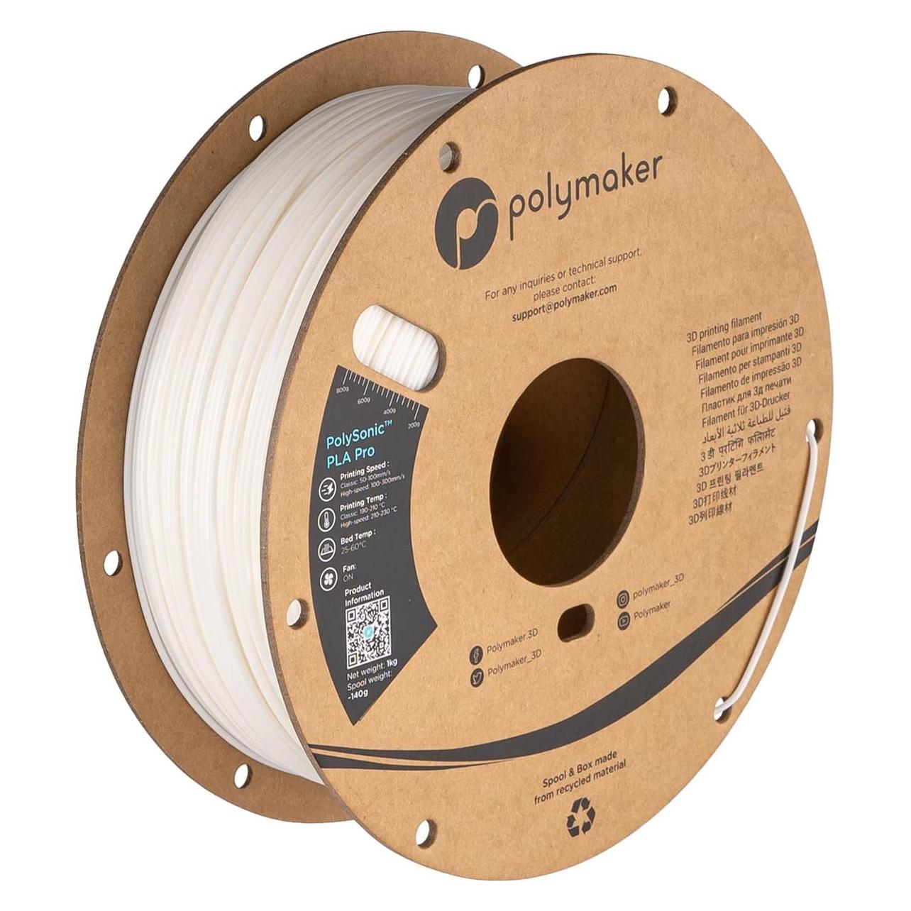 Polymaker PolySonic High Speed PLA PRO (PLA+, 1000 g, 1.75 mm) (PA13001)