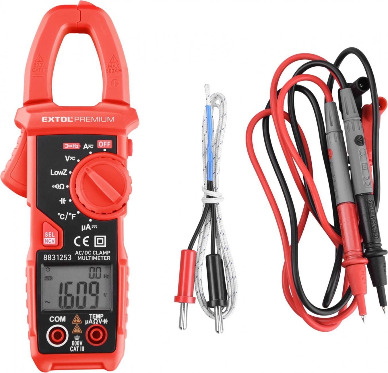 Extol Premium Digitale tangmultimeter met AC/DC, True RMS en LowZ en automatische bereikselectie