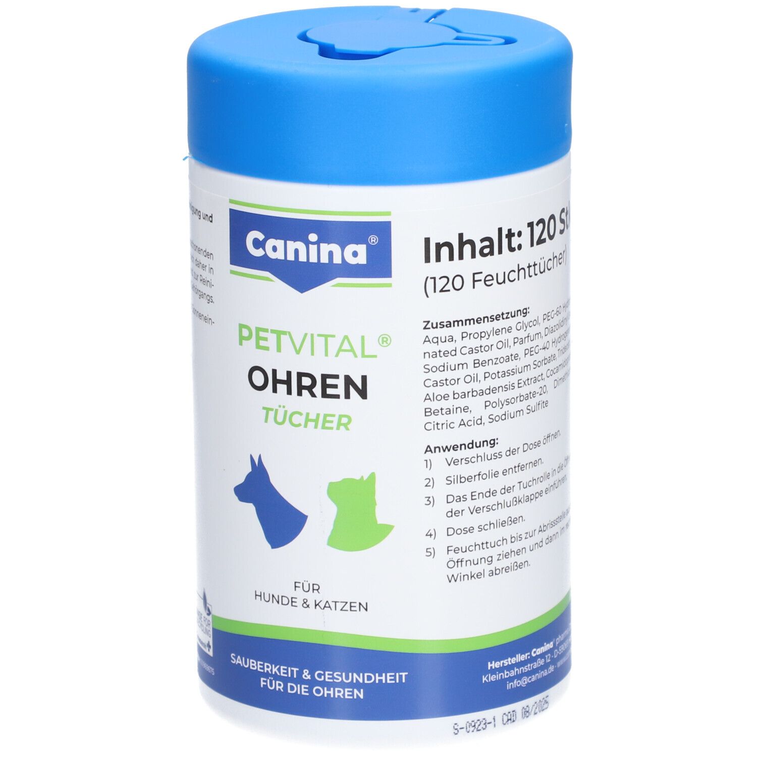 Petvital Feuchttücher f.Ohren vet. 120 St Tücher