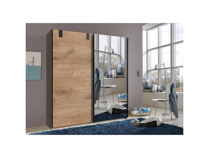Schwebetürenschrank Cardiff 180cm Braun mit Spiegeltür/-en