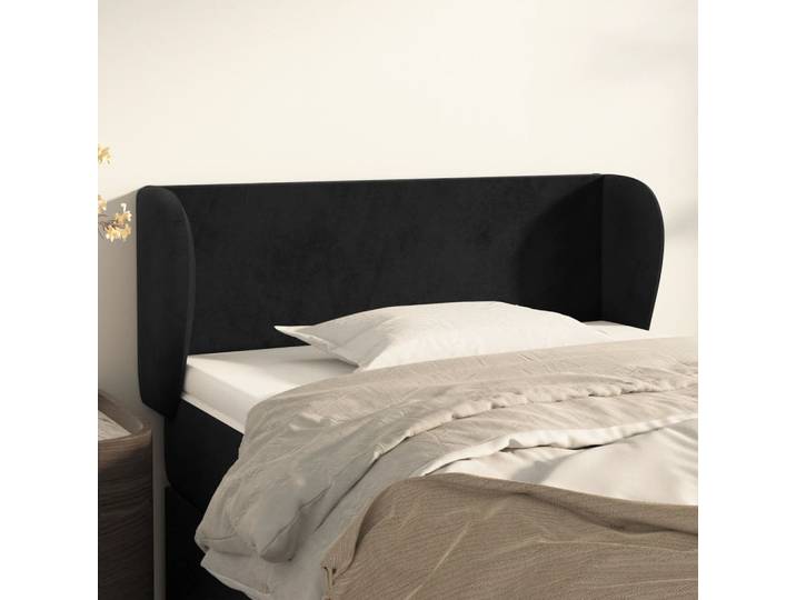 vidaXL Kopfteil mit Ohren Schwarz 83x23x78/88 cm Samt