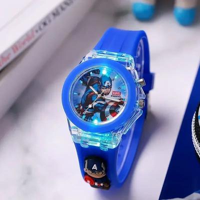 Uplift Essentials Childrens Flashing Cartoon Figure Watch With Luminous Strap blue Captain America