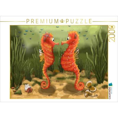 CALVENDO Puzzle Ein Tanz im Ozean, die Begegnung der Seepferdchen | 2000 Teile Lege-Größe 90x67cm Foto-Puzzle für glückliche Stunden