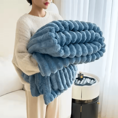 Inspire Curations Faux Rabbit Fur Plush Nap Blanket blue 200 230cm