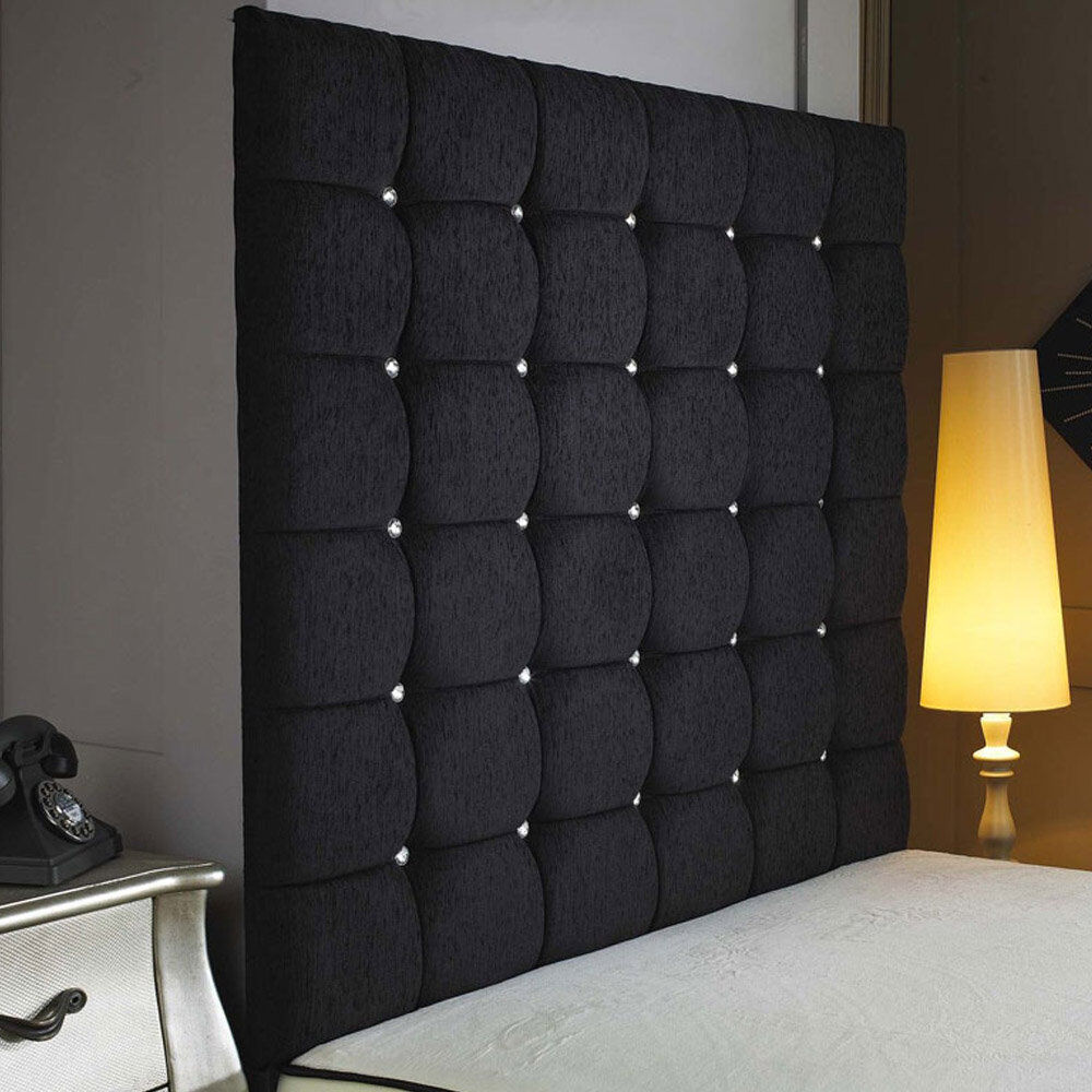 Rosdorf Park Shockley Upholstered Headboard Black/Chenille Fabric Double (4'6)