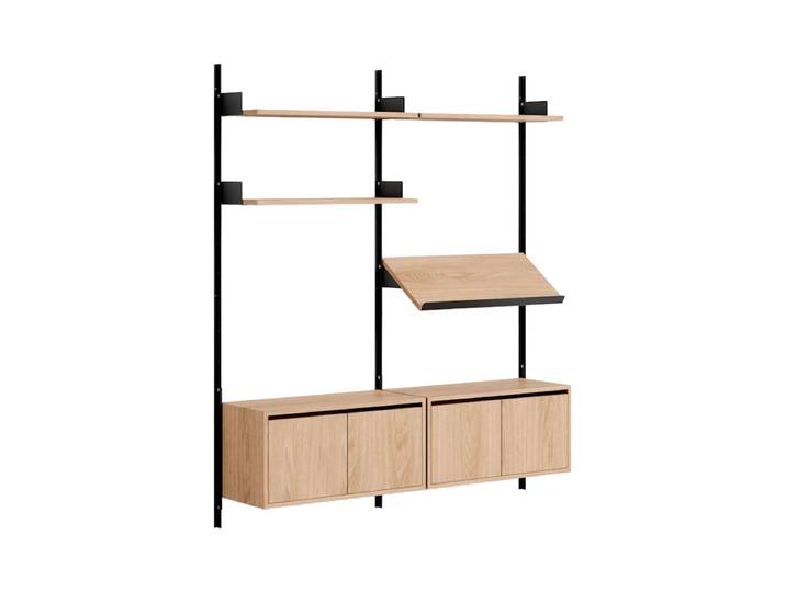 Modulares Design Wandregal „New Works Living Cabinet“ Eiche / Schwarz