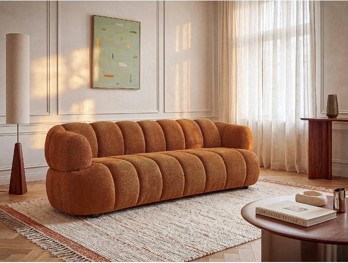 Sofa 3-Sitzer - Bouclé-Stoff - Terracotta - COLIANI