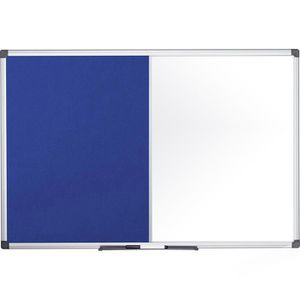 Bi-Office Kombitafel Maya XA1222170, 2 in 1, blau / weiß, Filz-Pinnwand & Whiteboard, mit Aluminiumrahmen, 150 x 120 cm