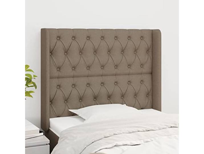KTHLBRH Ohr-Kopfteil aus Stoff, Taupe, klassisches Design, elegantes Design, robustes Material, atmungsaktiv, Höhe verstellbar, Unterstützung Rücken Beine Holz