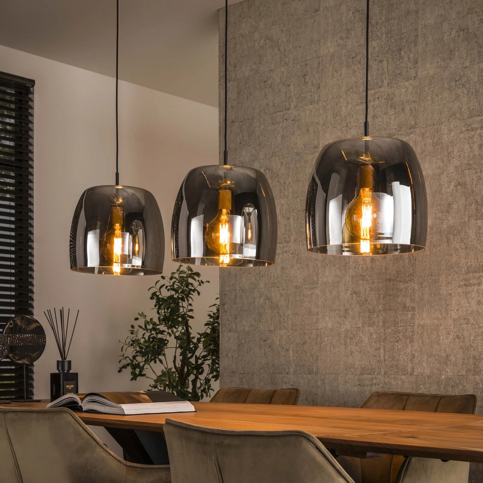 WoonStijl Hanglamp 3L Drift Glass Chrome en Transparant