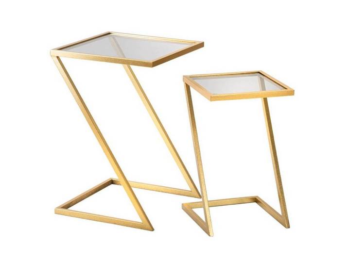Mauro Ferretti Beistelltisch Beistelltische 2er-Set, Tischplatten aus Rauchglas (funktional)
