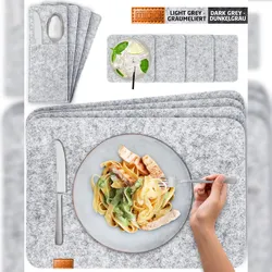 12 er Set Tischsets  4 Platzsets Bestecktaschen Glasuntersetzer